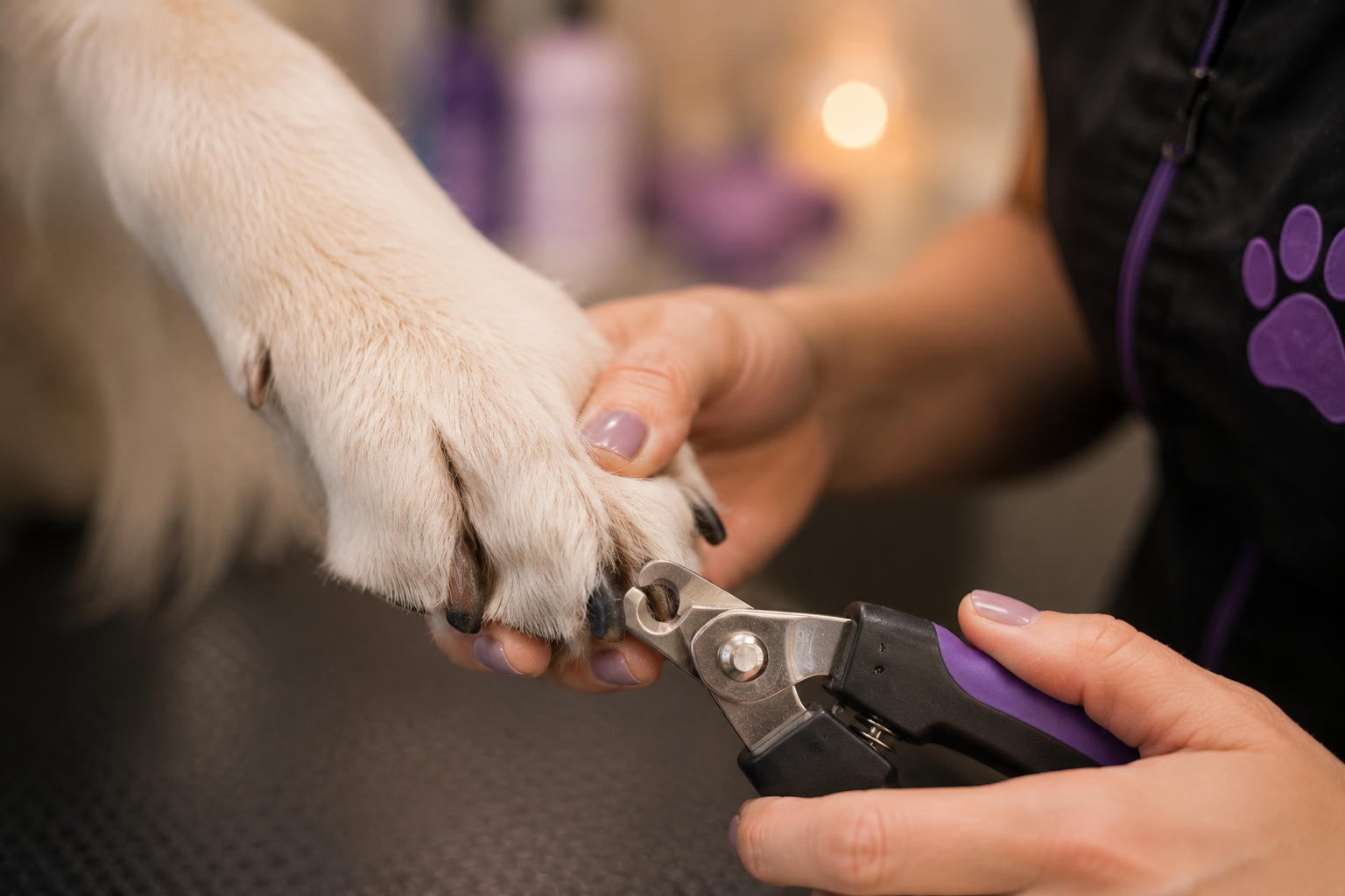 Professional nail trim and paw care.